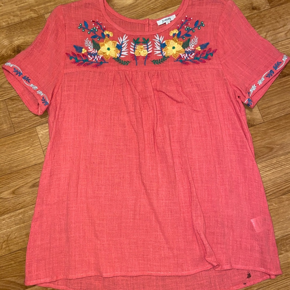 pink embroidered boutique top